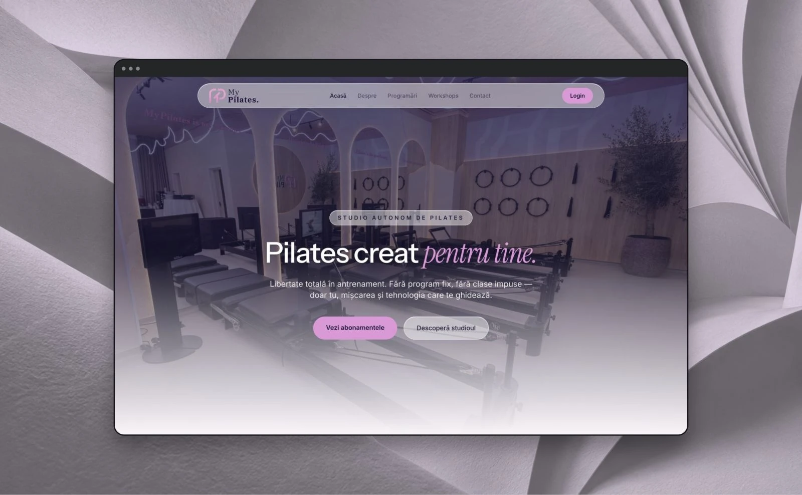 My Pilates — website desktop și mobil