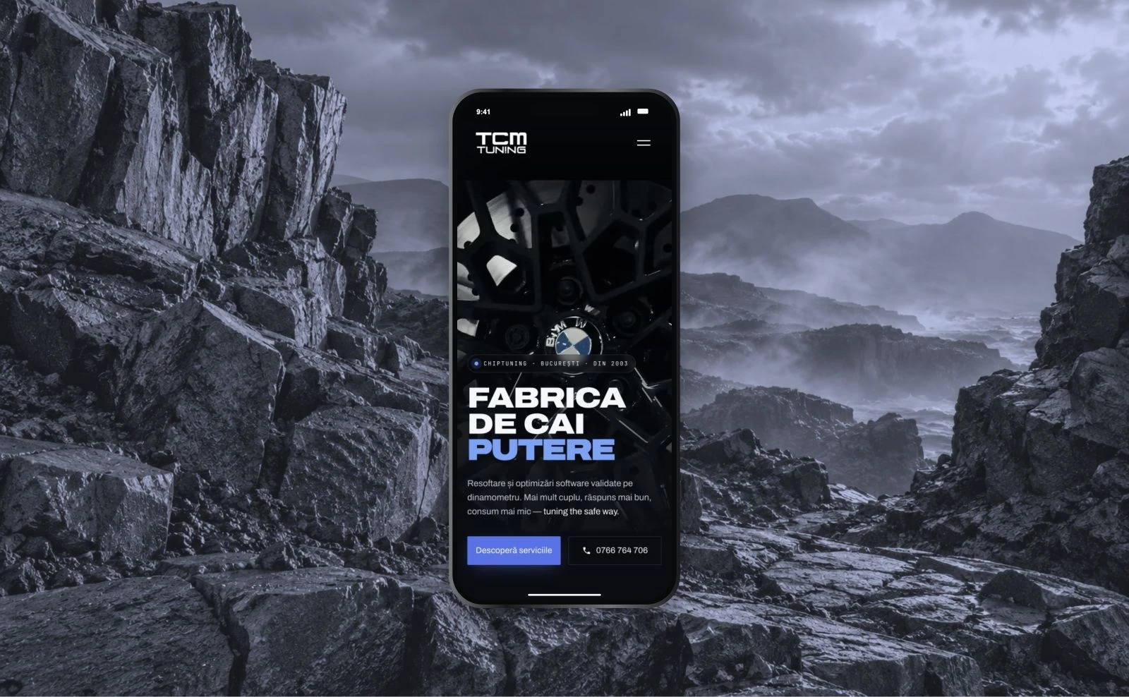 TCM Tuning — website desktop și mobil