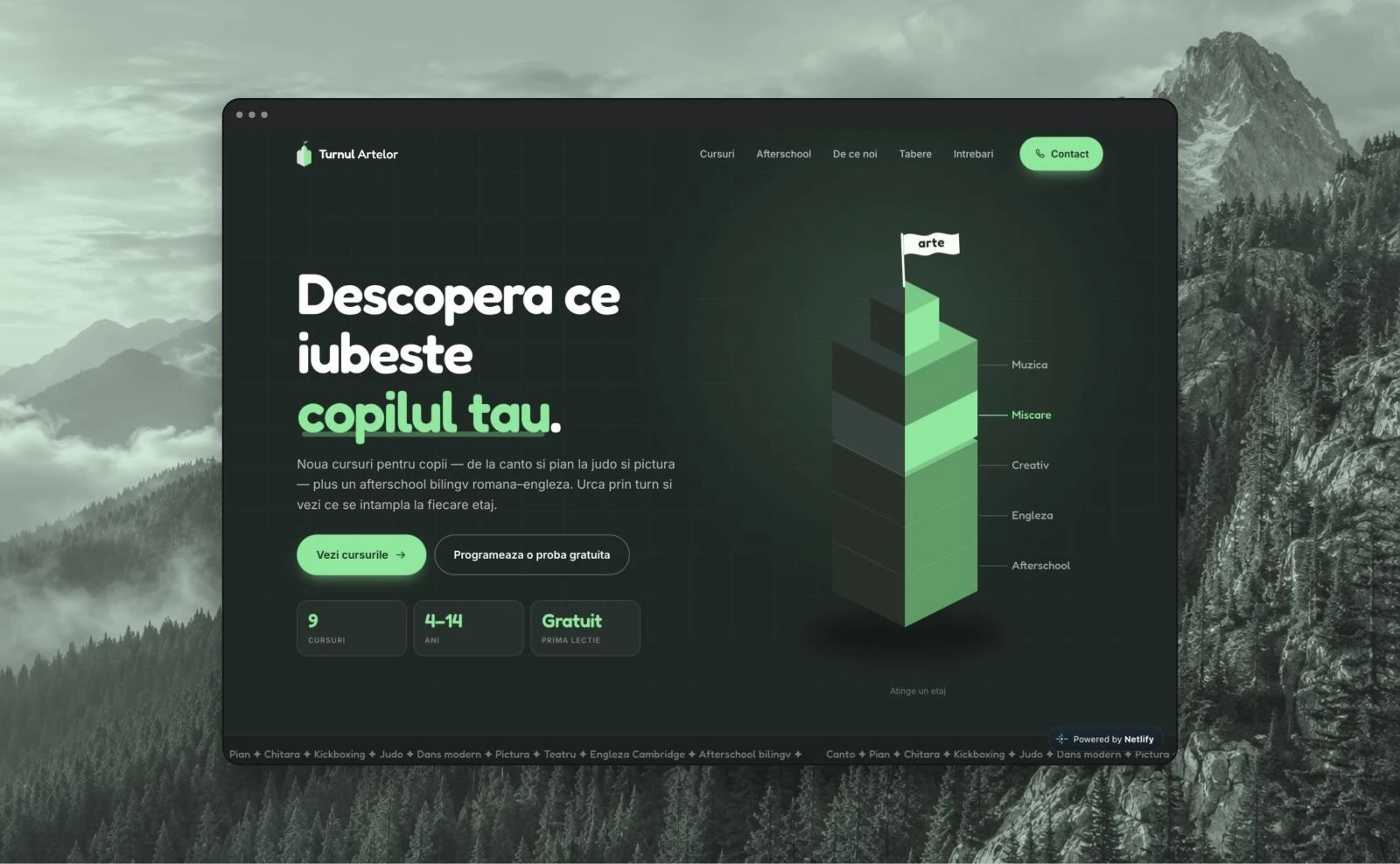 Turnul Artelor — website desktop și mobil